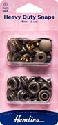 HEMLINE HANGSELL - Heavy Duty Snaps  15mm - Refill 12 Sets - antique brass