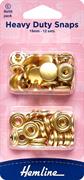 HEMLINE HANGSELL - Heavy Duty Snaps  15mm - Refill 12 Sets - gold