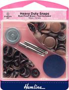 HEMLINE HANGSELL - Heavy Duty Snaps  15mm - Starter Kit 12 Sets - bronze