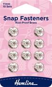 HEMLINE HANGSELL - Sew-On Snap Fasteners 11mm - nickel
