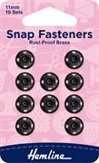 HEMLINE HANGSELL - Metal Sew-On Snap Fastenerseners, 11mm - black