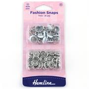 HEMLINE HANGSELL - Snap Fasteners Solid Top 11mm - Refill 20 Sets - white
