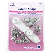 HEMLINE HANGSELL - Snap Fasteners Solid Top 11mm - Starter Kit 12 Sets - silver