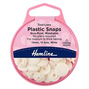 HEMLINE HANGSELL - Tool Less Plastic Snap - White - 13mm - 10 sets