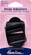 HEMLINE HANGSELL - Strap Adjusters, 32mm (2pcs) - black