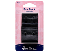 Bra Back Replacement 38mm - 2 Hook - black