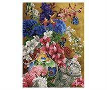 DIAMOND DOTZ - Gilded Cat And  Flowers - 72 x 52cm