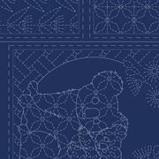 Sashiko Panel - Linen/Cotton 137 x 50cm Fauna Navy