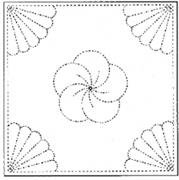 DARUMA - Sashiko Printed Cloth White - Flowers & Fans