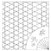 DARUMA - Sashiko Printed Cloth White - Cross Hatch & Fan