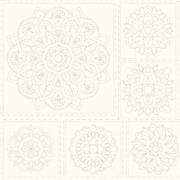 Sashiko Panel - Linen/Cotton 137 x 50cm Mandala Natural