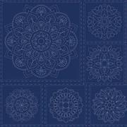 Sashiko Panel - Linen/Cotton 137 x 50cm Mandala Navy