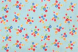 Riley Blake Printed Cotton - Bright Flowers Aqua 112cm