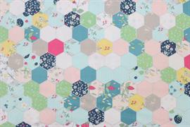 Riley Blake Printed Cotton - Hexagonal Tiles Aqua 112cm