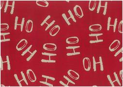 Christmas Linen Look Fabric 140cm - Ho Ho Ho - Red