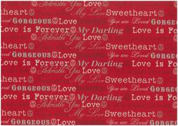 Christmas Linen Look Fabric 140cm - Text - Red