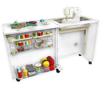 Horn - Old Style Crown Sewing Machine Furniture - White (Flat Packed)