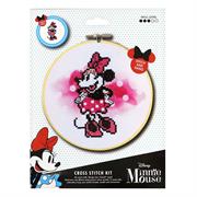 SEW EASY NEEDLECRAFT - 15cm No Count Cross Stitch Kit With Hoop - Minnie Mouse
