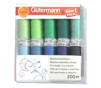 GUTERMANN Thread Set Rayon 40 200M - 10 reels - Blues & Greens