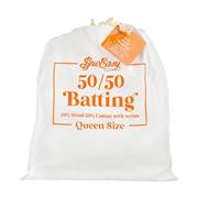 SEW EASY BATTING - Batting  50% Wool 50% Cotton 150Gsm With Scrim - queen 213 x 254cm